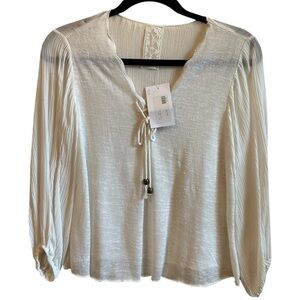 Sadie & Sage Cream Blouse with Tie Detail